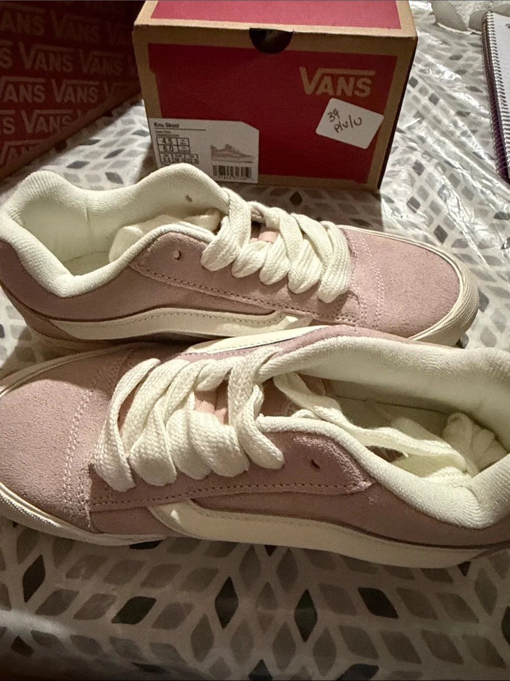 Vans Kids Old Skool Sneakers in Light Pink and White